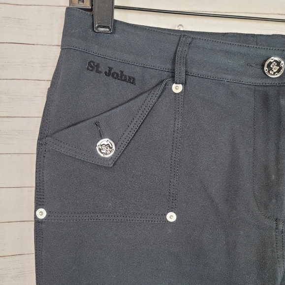 ST. JOHN SPORT BLACK TROUSERS PANTS, sz 8 - Picture 2 of 16